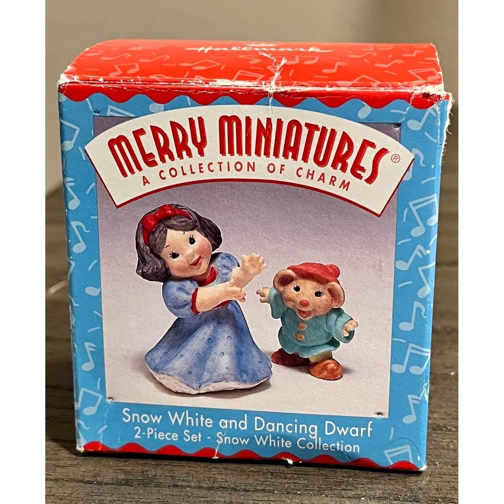 Vintage Hallmark Merry Miniatures – Snow White & Dancing Dwarf –‎ 2-Piece Set